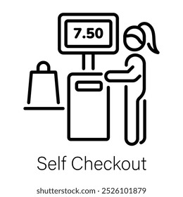 Self checkout icon in line style