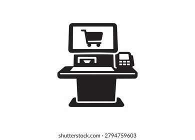 Self Checkout Kiosk Silhouette Vector Icon