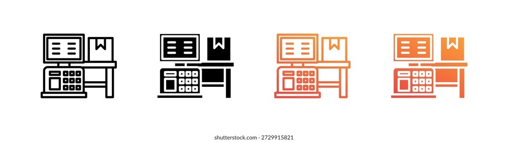 Vector de conjunto de iconos de estilo múltiple de Completar compra automático