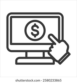 Self Checkout Outline Icon Vector Illustration