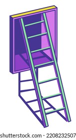 Self cognitive, development, and growth, isolated icon of a ladder leading up. Psychology experience and evolution, evolving and growing. Sticker or video game element. Vector in flat style