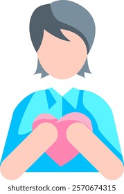 Self compassion Icon - Flat Color Style - Social Anxiety Theme
