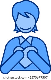 Self compassion Icon - Lineal Blue Style - Social Anxiety Theme