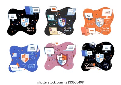 Self confidence concept. Person has private conversation metaphor. Brave confident. Trust property, reassuring partnerships, conviction. Protection of intellectual property. Confidential data