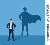 Self confidence and courage concept vector illustration. Leadership businessman.