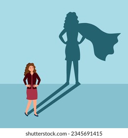 Self confidence and courage concept vector illustration. Leadership businesswoman.