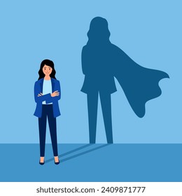 Self confidence and courage concept vector illustration. Leadership businesswoman.