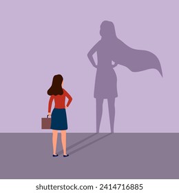 Self confidence and courage concept vector illustration. Leadership businesswoman.