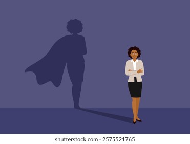 Self confidence and courage concept vector illustration. Leadership businesswoman.