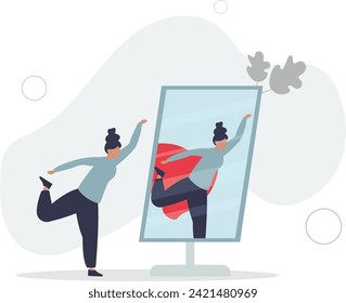 Self confidence or self esteem believe in yourself, positive attitude to success, ambition or determination to achieve goals.flat vector illustration.