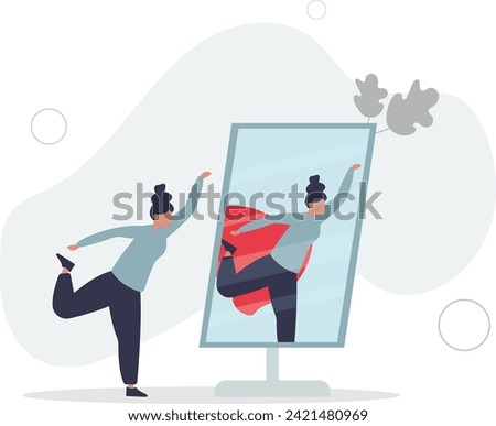 Self confidence or self esteem believe in yourself, positive attitude to success, ambition or determination to achieve goals.flat vector illustration.