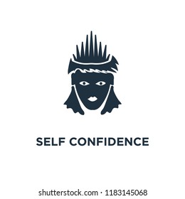 Self Confidence icon. Black filled vector illustration. Self Confidence symbol on white background. Can be used in web and mobile.