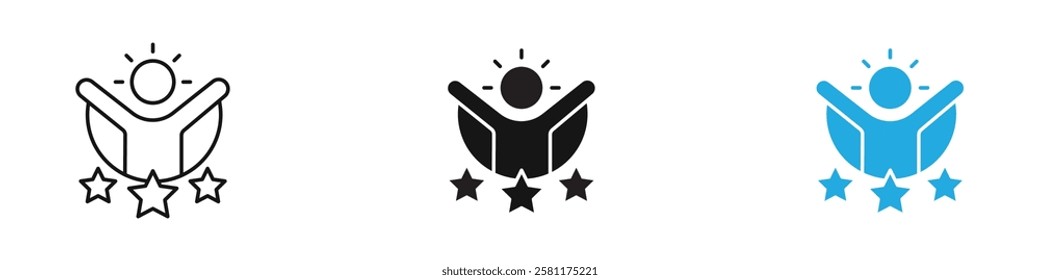 Self confidence icon black white vector outline