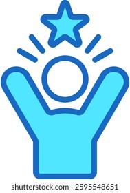 Self Confidence Icon Blue Color Vector Illustration