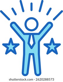 Self Confidence Icon Blue Vector Illustration