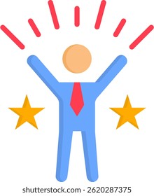 Self Confidence Icon Flat Vector Illustration