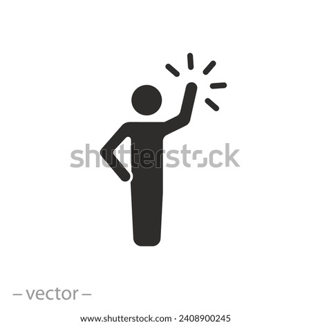 self confidence icon, high motivation, joy person, flat symbol - vector illustration