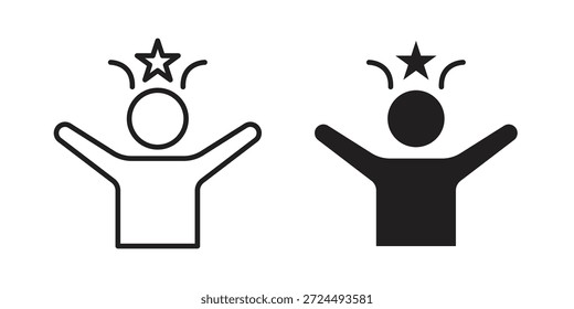 Self confidence icon illustration, thin line vector, web design sign,