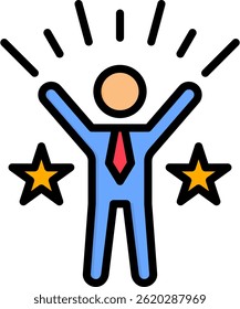 Self Confidence Icon Lineal Color Vector Illustration