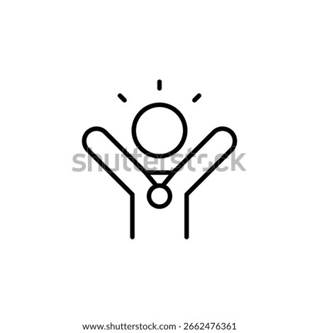 Self confidence icon. Outline style. Empowered person, inner strength, motivation, positive mindset, leadership attitude, personal success, self esteem. Thin line symbol.