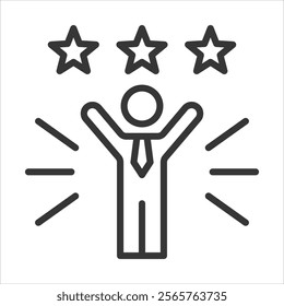 Self Confidence Icon Vector Illustration Outline Style