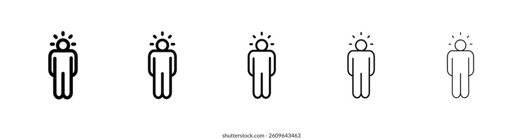 Self confidence icons vectors set in different stroke lines