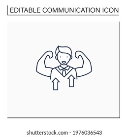 Self confidence line icon.Individual trust in abilities,capacities,and judgments. Strong personality.Perfect interlocutor. Effective communication concept. Isolated vector illustration.Editable stroke