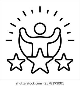 Self Confidence Outline Icon Vector Illustration