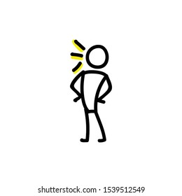 Self confidence stickman vector illustration. Puffed chest stick figure concept clipart. Ux design success pictogram. 