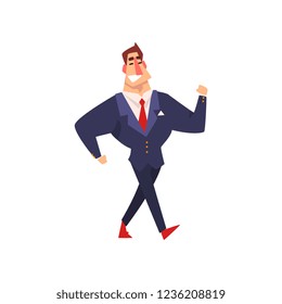Self confident businessman character cartoon vector Illustration on a white background