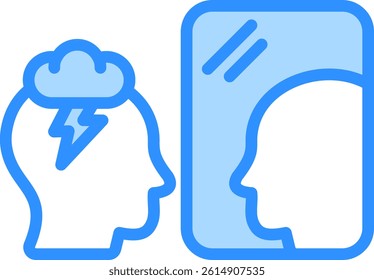 Self Confrontation Icon Blue Color Vector Illustration
