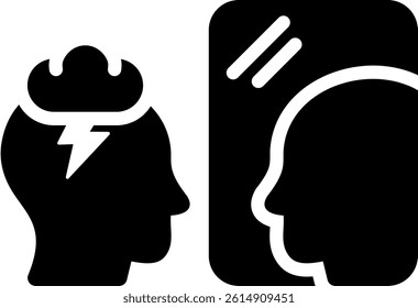 Self Confrontation Icon Glyph Vector Illustration