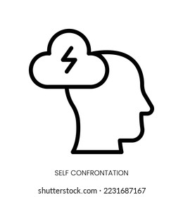 self confrontation icon. Line Art Style Design Isolated On White Background