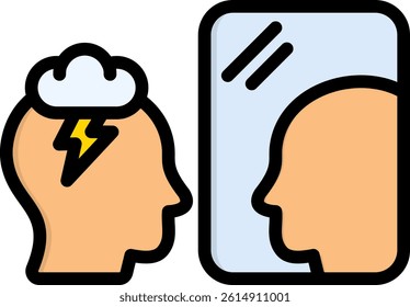 Self Confrontation Icon Lineal Color Vector Illustration