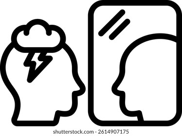 Self Confrontation Icon Outline Vector Illustration