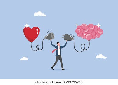 Autocontrol o concepto de equilibrio, Inteligencia emocional, empatía o habilidad social, Yo o control de sentimientos y emociones con el pensamiento lógico del cerebro, el hombre conecta el sentimiento del corazón con el pensamiento lógico del cerebro.