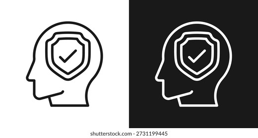 Self Control Icon In Black And White Line Style