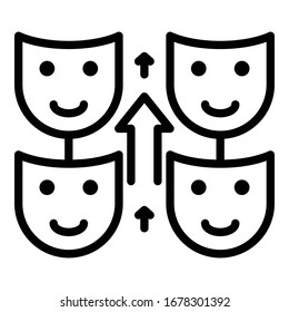 Symbol für die Selbstbedienungsmaske. Umrissmaske mit Selbstbedienungsmaske Vektorillustration Symbol für Webdesign einzeln auf weißem Hintergrund