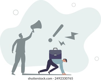 Self criticism, negative critic thinking to blame yourself, guilt or depression to rant or inner anxiety, anger or stress psychology concept.flat design.illustration with people.