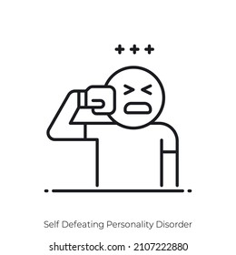 Self Defeating Personality Disorder icon. Outline style icon design isolated on white background