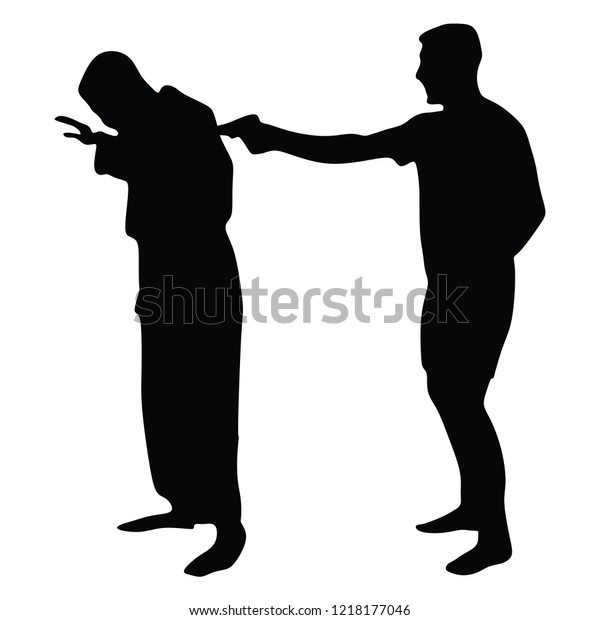 Self Defense Battle Vector Silhouette Illustration Stock Vector ...