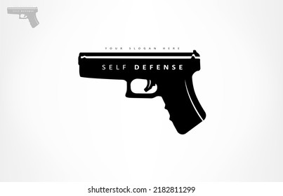 Self Defense Logo Vector. Gun Silhouette.