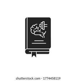 Self development book black glyph icon. Improvement personal skills. Pictogram for web page, mobile app, promo. UI UX GUI design element.