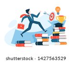 Self development concept. Idea of personal growth and progress. Learning and education. Vector illustration in cartoon style