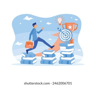 Self development concept. Idea of personal growth and progress. Learning and education. flat vector modern illustration 