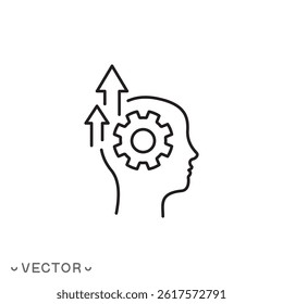 self development icon, thin line symbol isolated on white background, editable stroke eps 10 vector illustration