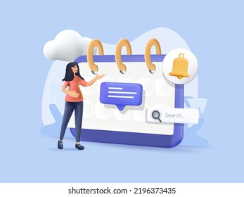 Self development and management illustration set. SRM time manager planner. Characters self-learning schedule, online courses or internet tutorials calendar. Time management. Vector illustration