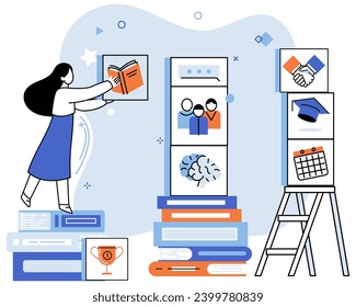 Self development. Vector illustration. Active engagement in self improvement fosters personal growth The self development metaphor compares personal growth to butterfly emerging from cocoon Progress