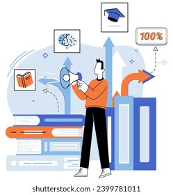 Self development. Vector illustration. Developing self consciousness is crucial for self development Embracing change is integral part successful self development Successful requires