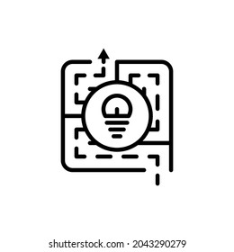 Self direction thin line icon, personal strategy to choose right way from labyrinth. Modern vector illustration.